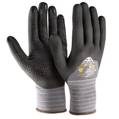 Active Gear Präzisionsarbeit Handschuhe Active FLEX F3150 Mit Beschichtung Aus Nitrilschaum Und Nitril-Noppen (120 Paare In Karton), Schwarz