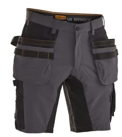Jobman 2196 Arbeits Kurze Hose Mit Holstertaschen Aus Stretch, Reguläre Größe, Dunkelgrau/schwarz