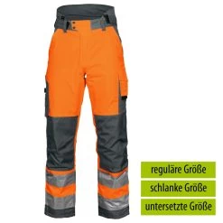 ProJob 6514 Arbeits Warnschutz GEFÜTTERTE HOSE HV EN ISO 20471 KLASSE 2 Wasserdicht, Reguläre Größe, Orange/Grau