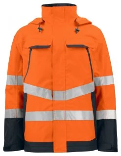 ProJob 6440 Arbeits Warnschutz FUNKTIONS-JACKE EN ISO 20471 KLASSE 3 Wasserdicht, Winddicht, Atmungsaktiv, Orange/Schwarz