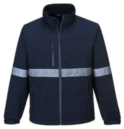 Portwest TK54 Arbeits Softshelljacke Mit Polar Fleece Und Reflexstreifen, Wasserabweisend, Winddicht, Atmungsaktiv, Marine