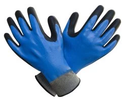 Showa S-TEX 377 Schnittschutzhandschuhe Mit Beschichtung Aus Nitrilschaum, Schnittschutz C, 13G (10 Paare In Paket), Grau-blau