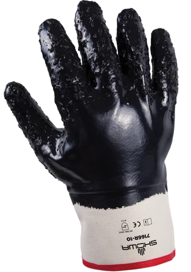 Showa 7166R Arbeitshandschuhe Für Intensive Arbeit Mit Nitril Beschichtung (12 Paare In Paket), Marine 3 Showa 7166R Arbeitshandschuhe Für Intensive Arbeit Mit Nitril Beschichtung (12 Paare In Paket), Marine