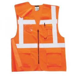 Portwest RT26 - Executive Warnschutz-Weste Mit Reflexstreifen, RIS, Reflektierend (5 Stücke In Paket), Orange