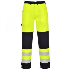 Portwest FR62 - Multinorm-Warnschutzhose Flammhemmend, Reflektierend, Antistatisch, Reguläre Größe, Gelb-Marine