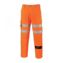 Portwest RT46 - Warnschutz-Bundhose, RIS, Reflexstreifen, Kniepolstertaschen, Schlanke Größe, Orange