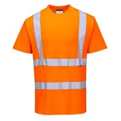 Portwest S170 - Warnschutz T-Shirt Aus Polyester Und Baumwolle Mit Reflexstreifen, Atmungsaktiv, Orange