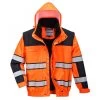 Portwest C466 - Klassische Warnschutz-Pilotenjacke Aus Polyester Mit Reflexstreifen, Wasser- Und Winddicht, Kältebeständig, Orange-Schwarz -Arbeitsschutzkleidung Geschäft A324AF34 CAF0 0FAC 39BB 50245648F878