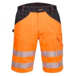 Portwest PW348 - PW3 Kurze Warnschutzhose Mit UV-Schutz, Orange-Schwarz