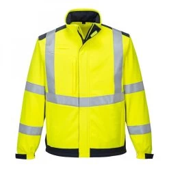 Portwest MV72 - Warnschutz-Softshell-Jacke Aus Modaflame-Gewebe, Flammhemmend, Antistatisch, Gelb-Marine