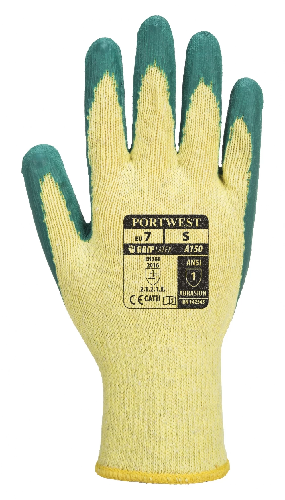 Portwest A150 - Classic Grip Schutzhandschuhe Aus Polyester Mit Beschichtung Aus Latex, 10G, Feuchtebeständig (12 Paare In Paket), Gelb 4 Portwest A150 - Classic Grip Schutzhandschuhe Aus Polyester Mit Beschichtung Aus Latex, 10G, Feuchtebeständig (12 Paare In Paket), Gelb – Bild 2