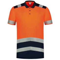 Tricorp 203007 Arbeits Warnschutz Poloshirt Bicolor Atmungsaktiv, Orange-Ink