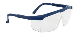 Portwest PW33 - Klassische Bernsteinfarben Schutzbrille Mit UV-Schutz, Schlagfest (12 Stücke In Paket), Blau