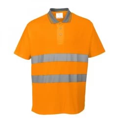 Portwest S171 - Warnschutz Polo-Shirt Aus Polyester/Baumwolle Mit Reflexstreifen Und 3-Knopf-Ausschnitt, Orange