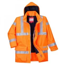 Portwest S778 - Wasserdichte MultiNorm-Warnschutz-Parka Jacke, Atmungsaktiv, Antistatisch, Flammbeständig, Orange