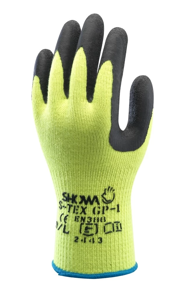 Showa S-TEX 300 Schnittschutzhandschuhe Aus Polyester Mit Beschichtung Latex (10 Paare In Paket), Fluoreszierendes Gelb-Schwarz 3 Showa S-TEX 300 Schnittschutzhandschuhe Aus Polyester Mit Beschichtung Latex (10 Paare In Paket), Fluoreszierendes Gelb-Schwarz