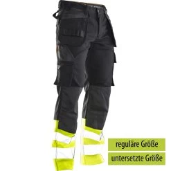 Jobman 2277 Arbeits Warnschutz BUNDHOSE MIT HÄNGETASCHEN, Reguläre Größe, Schwarz/gelb