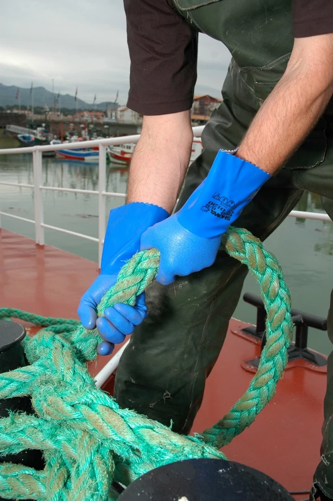 SHOWA 660 Chemikalienbeständige Schutzhandschuhe Mit PVC Beschichtung (10 Paare In Paket), Blau 7 SHOWA 660 Chemikalienbeständige Schutzhandschuhe Mit PVC Beschichtung (10 Paare In Paket), Blau – Bild 5