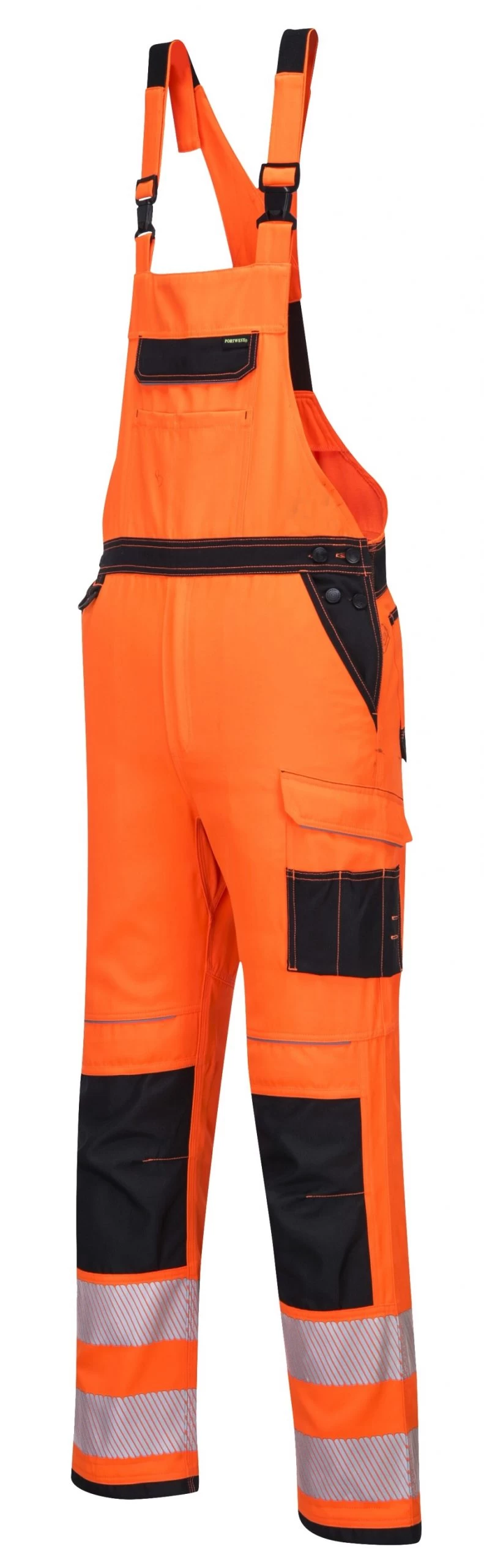 Portwest PW344 - PW3 Warnschutz-Latzhose Aus Polyester/Baumwolle Mit Knieschutz, Reflexstreifen, Taschen, Reguläre Größe, Orange-Schwarz 5 Portwest PW344 - PW3 Warnschutz-Latzhose Aus Polyester/Baumwolle Mit Knieschutz, Reflexstreifen, Taschen, Reguläre Größe, Orange-Schwarz – Bild 3