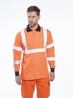 Portwest FR76 - Flammhemmendes Warnschutz Polo -Shirt Langarm Mit Schutz Gegen Lichtbogen, RIS, Hitzebeständig, Orange -Arbeitsschutzkleidung Geschäft C0A54E40 17D7 002A 9A7A 8841A08ED0A3