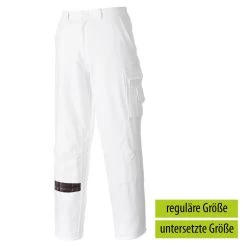 Portwest S817 - Malerhose Aus Baumwolle Mit Kniepolstertaschen, Teilelastischem Hosenbund, Reguläre Größe, Weiß