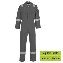 Portwest FR50 - Flammhemmender Arbeits Overall Mit Schutz Gegen Lichtbogen, Reguläre Größe, Grau