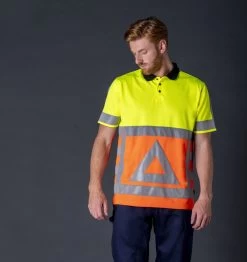 Tricorp 203011 Arbeits Warnschutz Poloshirt Verkehrsregler, Atmungsactiv, Orange-Gelb