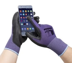 Portwest A195 - Touchscreen Schutzhandschuhe Mit Beschichtung Aus Polyurethan, Atmungsaktiv, Abriebfest (12 Paare In Paket), Lila-Schwarz -Arbeitsschutzkleidung Geschäft DD0266B2 419F BB69 2220 B081129A6291