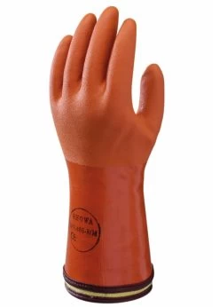 SHOWA 465 Chemikalienresistente Schutzhandschuhe Mit Schutz Gegen Kälte (10 Paare In Paket), Orange