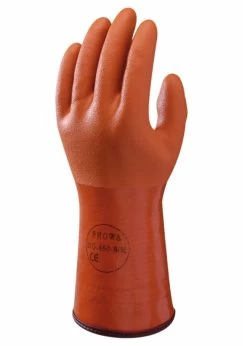 SHOWA 460 Chemikalienresistente Arbeitshandschuhe Mit Kälteschutz (10 Paare In Paket), Orange