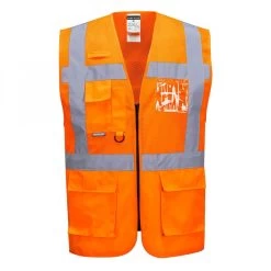 Portwest C496 - Warnschutz-Weste Madrid Aus Mesh Gewebe Mit Reißverschluss, Reflektierend (5 Stücke In Paket), Orange