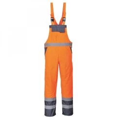 Portwest S488 - Kontrast Warnschutz-Latzhose, Reflektierend, Atmungsaktiv, Wasserdicht, Reguläre Größe, Orange-Marine
