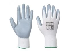 Portwest A319 - Flexo Grip Arbeitshandschuhe Mit Beschichtung Aus Nitril (12 Paare In Paket), Grau-Weiss