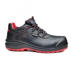 BASE B0894 - Be-Dry Low S3 HRO Cl WR SRC SICHERHEITSHALBSCHUHE AUS LEDER, METALLFREI, Schwarz-Rot