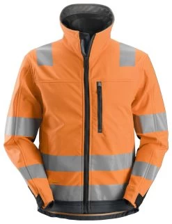 Snickers 1230 High-Vis-Softshell-Arbeitsjacke, Warnschutzklasse 3, Orange-Grau