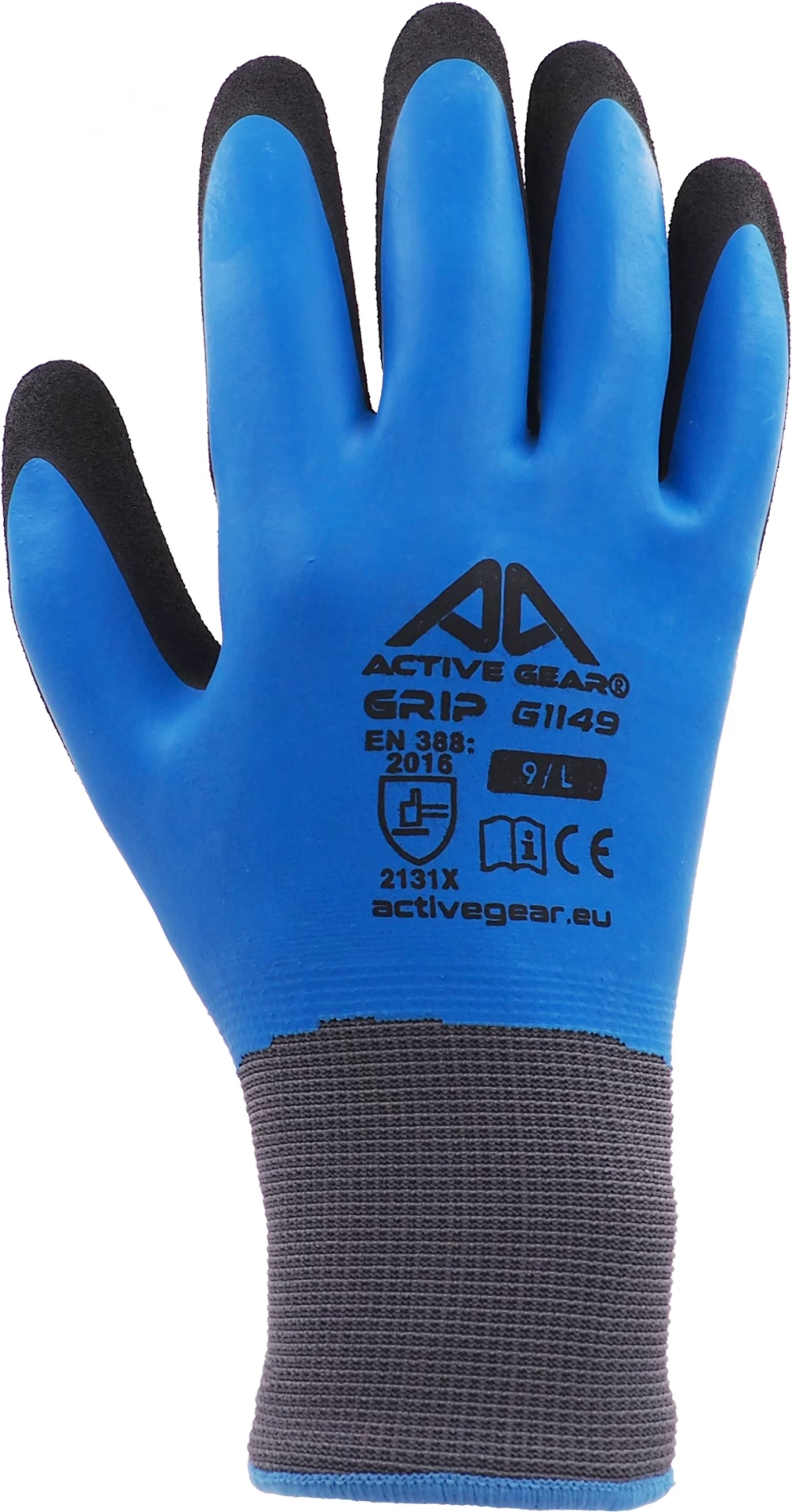 Active Gear Active GRIP G1150 Arbeitshandschuhe Aus Polyester Mit Beschichtung Aus Latex (120 Paare In Karton), Schwarz-Blau 4 Active Gear Active GRIP G1150 Arbeitshandschuhe Aus Polyester Mit Beschichtung Aus Latex (120 Paare In Karton), Schwarz-Blau – Bild 2
